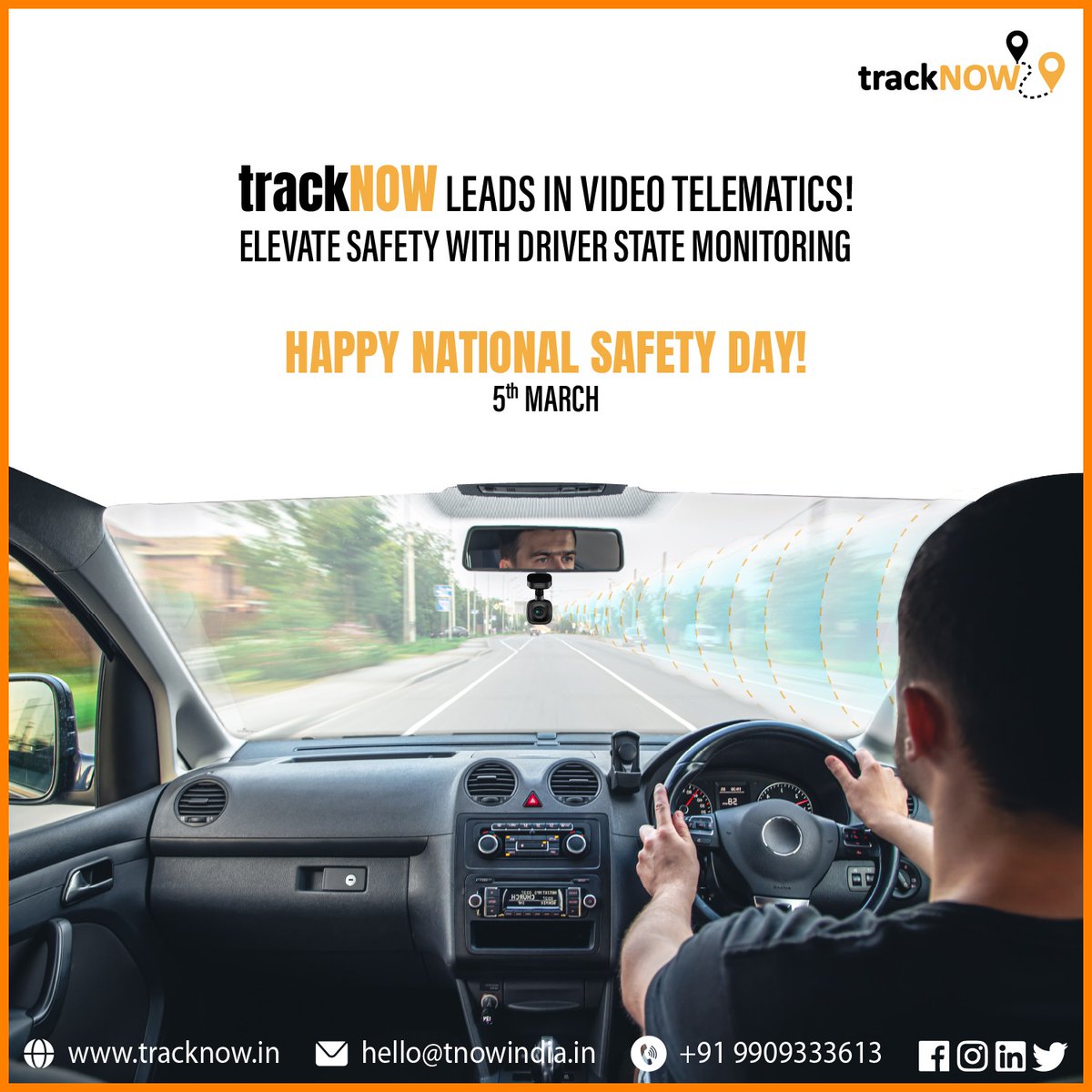 trackNOW_in's tweet image. Elevate security through Driver State Monitoring
On National Safety Day, team trackNOW wishes you safe travels and responsible driving

@tracknow : tracknow.in

#tracknow #gpstrackingsolutions #NationalSafetyDay #SafeDriving #telematicsleader #safetyfirst
