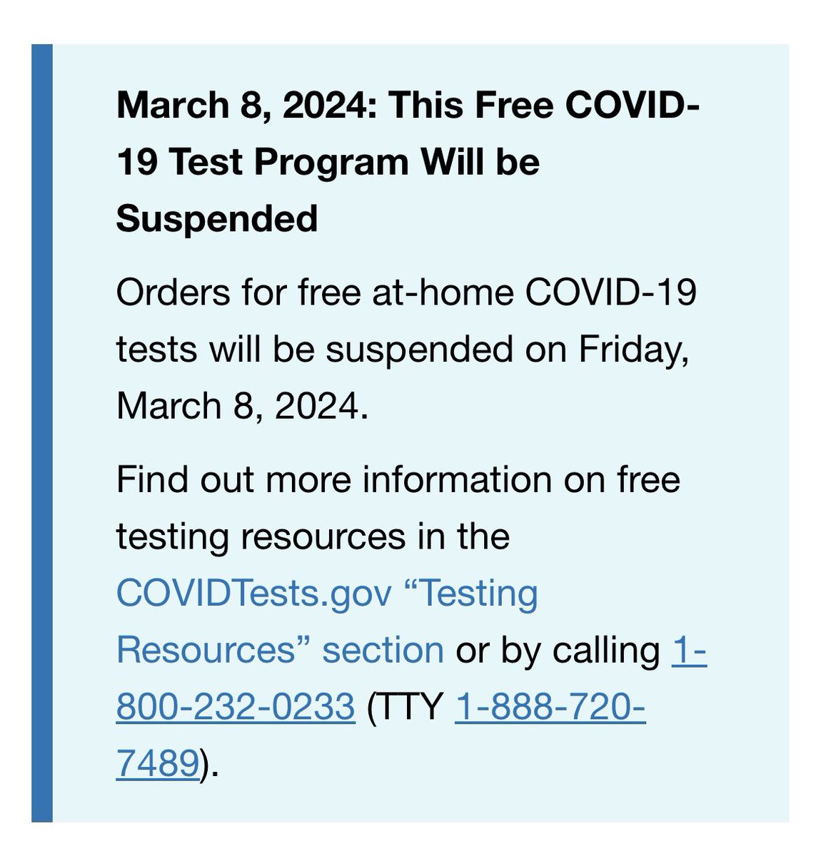 Just days after the CDC weakened its COVID isolation guidelines, the White House is suspending its free home rapid test program. This week is your last chance to order free COVID rapid tests here: special.usps.com/testkits