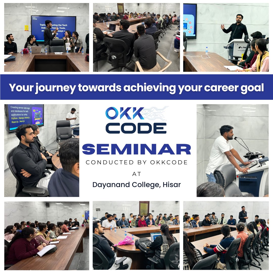 okkcode2023's tweet image. "OkkCode's seminar at Dayanand College, Hisar – a symphony of coding excellence and educational empowerment! Join the journey to a brighter, tech-savvy tomorrow. #OkkCode #DayanandCollege #TechEducation"