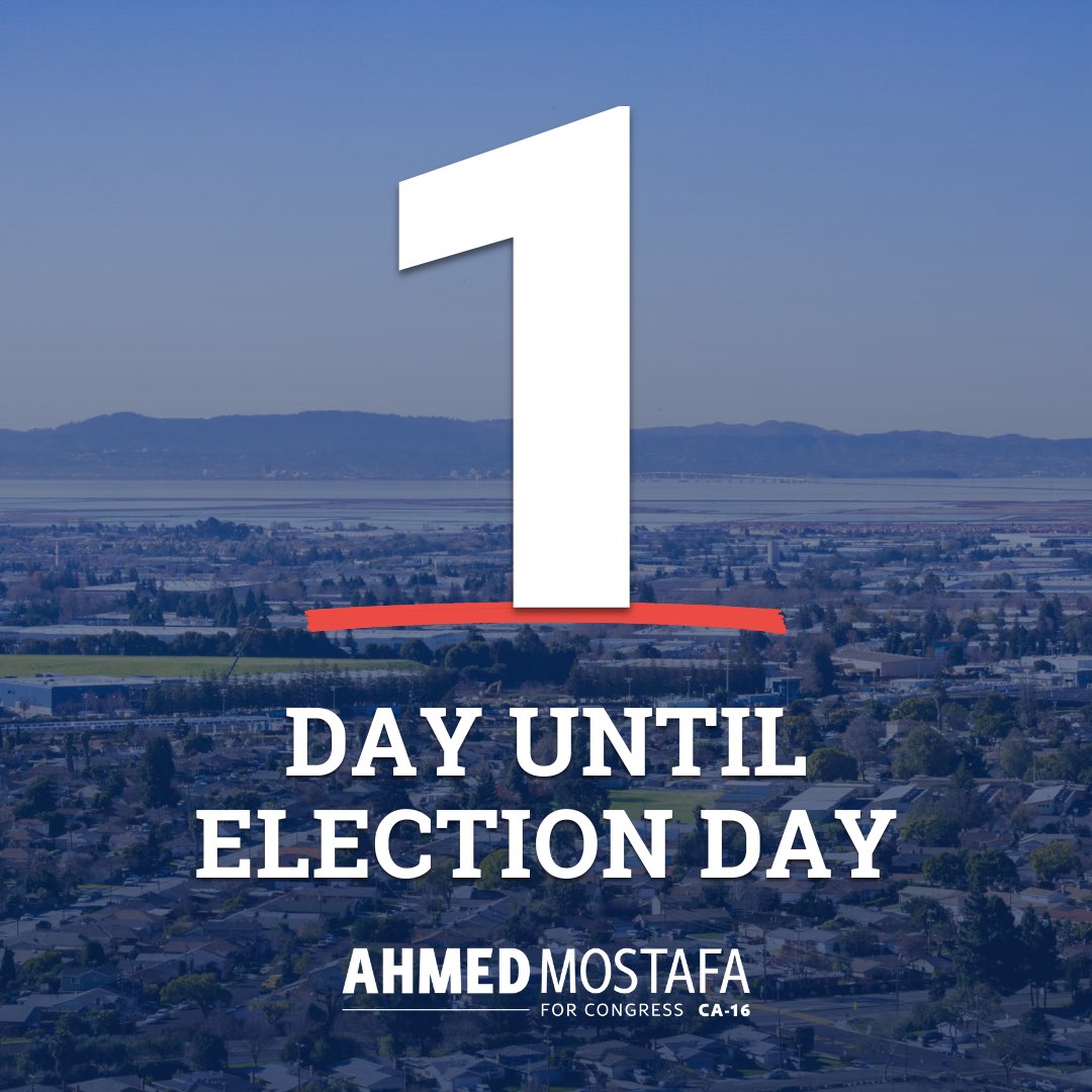 Election Day is TOMORROW! Make sure to get to the polls and make your voice heard in the race for #CA16 - visit vote.ca.gov to find your nearest polling place and vote before 8:00 pm tomorrow night!