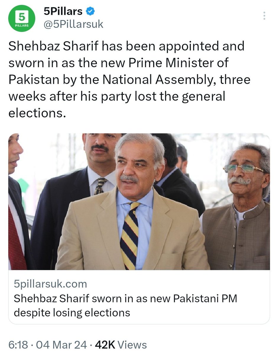 SurraiyaHasan's tweet photo. @AJEnglish 'Selected' puppet PM despite losing in the biggest electoral fraud in Pakistan's history! #MandateThief #ShahbazSharif also carries a baggage of 16 months of disastrous performance in his first term as puppet PM, also known as #PDM1, that was the worst economic period in #PK's https://t.co/7RIq7vi9Pr