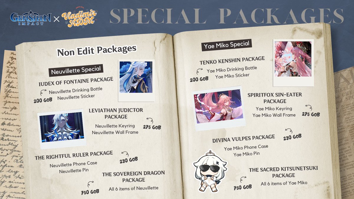 ㅤ
Tanpa berlama-lama mari kita mulai reveal dari Menu Non-Edit Individu dan Paket kitaa! Yang spesial dari katalog kita kali ini adalah kalian bisa rikues karakter loh! Ayo dipanggil dulu pasukan penggemar Genshin-nya. 
ㅤ