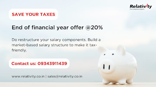 Peak time to realign your #salarystructure with this #financialyear ending. Grab this offer! #humanresources #payroll #compliance #hrmanagers  #payrolloutsourcing #payrollservices #taxation #payrollmanagement #savetaxes #salaryrestructuring #salarycomponents #taxfriendly