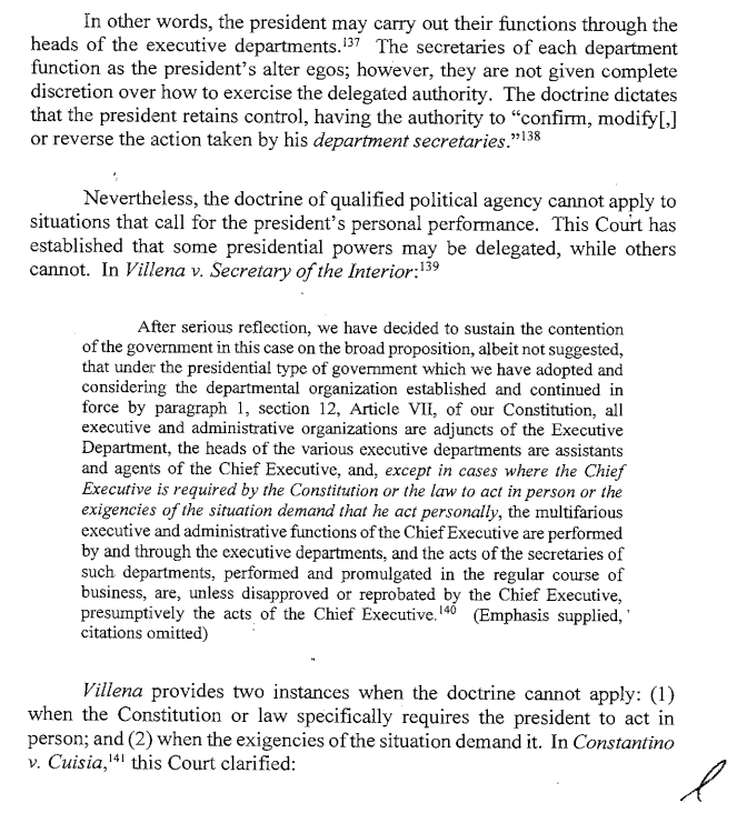 ohlistic's tweet photo. SC: takeover power under Art. XII, S17, Const, may be delegated by Congress to Dept. of Energy, on premise of qualified political agency even if Const specifically names only the President as grantee of that power.  However, if Sec. acts w/o presidential imprimatur, ultra vires. https://t.co/9BnsDVyf9n