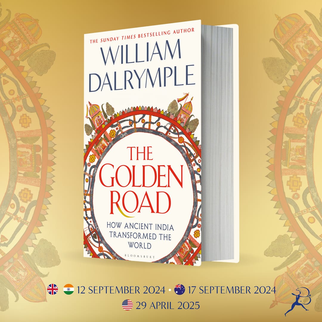 Very proud to reveal the cover of my new book, The Golden Road: How India Transformed the Ancient World, which will be published in the UK, India, Australia in September by @BloomsburyBooks, and which is available today for pre-order here: amazon.co.uk/Golden-Road-An……