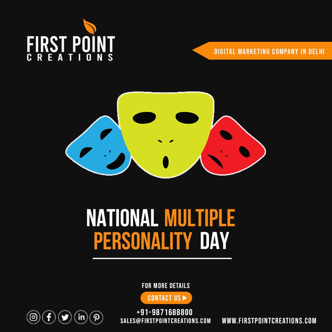 firstpointindia's tweet photo. National Multiple Personality Day
FOLLOW US @firstpointcreations
Contact Details:
☎ +91 9871688800 | +91 (11) 41552455
🌐 https://t.co/H95jB3MPUv
📧 Email: sales@firstpointcreations.com
✅ WhatsApp Chat: https://t.co/nqiLNvM0Ii
#nationalmultiplepersonalityday #fpc https://t.co/JMJefzm6bu