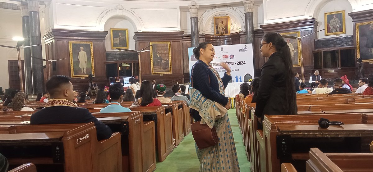 MYBharatHQ's tweet photo. Mrs. Meeta Rajivlochan, Secretary(Youth Affairs) interacted and initiated meaningful dialogue with participants at the #NationalYouthParliamentFestival, igniting inspiration and fostering connections.

Let’s celebrate the power of exchange and shared visions! 🇮🇳✨

#NYPF2024 https://t.co/rQbr2i4ApE