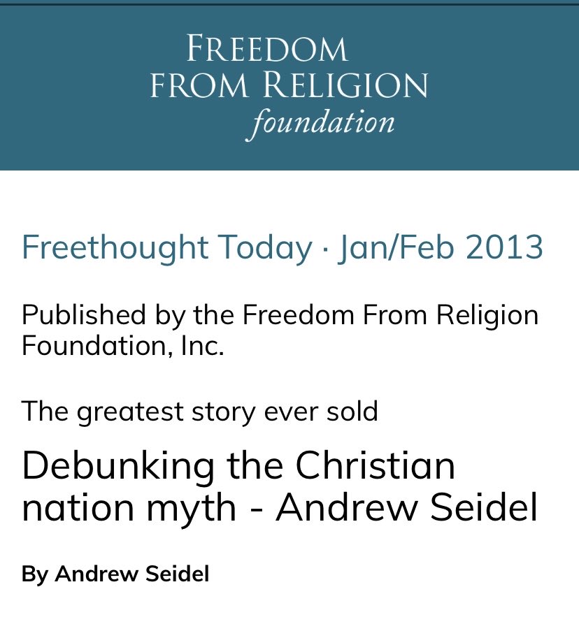 3/ “Debunking the Christian nation myth - @AndrewLSeidel” - 2013 ffrf.org/about/getting-…