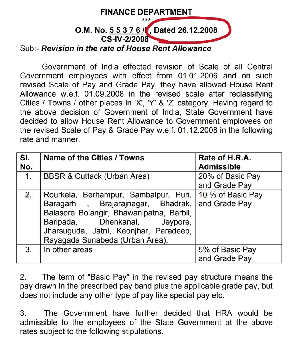 AbhaySahoo65's tweet photo. @TAPU096 @Naveen_Odisha @CMO_Odisha @PradeepJenaIAS @MoSarkar5T @FdOdisha @SecyChief @pranabpdas @OGCEA @IPR_Odisha @GovernorOdisha @badakhabarnews @otvnews @kanak_news @swayam4Odisha @Nua_Odisha @SMEOdisha Respected @Naveen_Odisha sir, The House rent allowance (HRA) for state government employee is given since 2008 as per 6th pay CPC is very less like ₹370 and ₹675. House rent at this  price is not possible. Kindly revise HRA as per 7th pay CPC. Have a look in this matter sir https://t.co/1UGgCODd6a