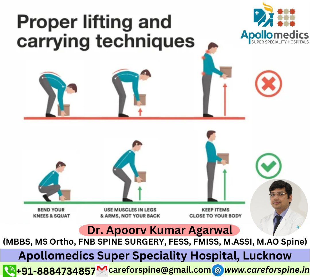 🚨 Attention all! 🚨

Remember, a healthy spine is a happy spine! #BackSafety #ProperLifting #SpineHealth #BendWithCare #PreventBackInjuries #bestspinesurgeon #ApolloHospitals #lucknow #minimallyinvasive #backpain #sciatica