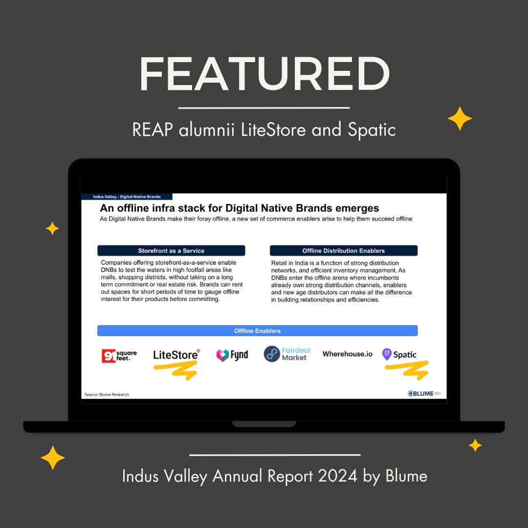 Offline retail is primed for a revolution, and startups hold the key to unlocking potential. 🚀 At Brigade REAP, we're thrilled to see two of our startups, Spatic and <a href="/litestore/">webeauty</a>.india , highlighted in this exciting movement. Featured in the Indus Valley Annual Report 2024 by
