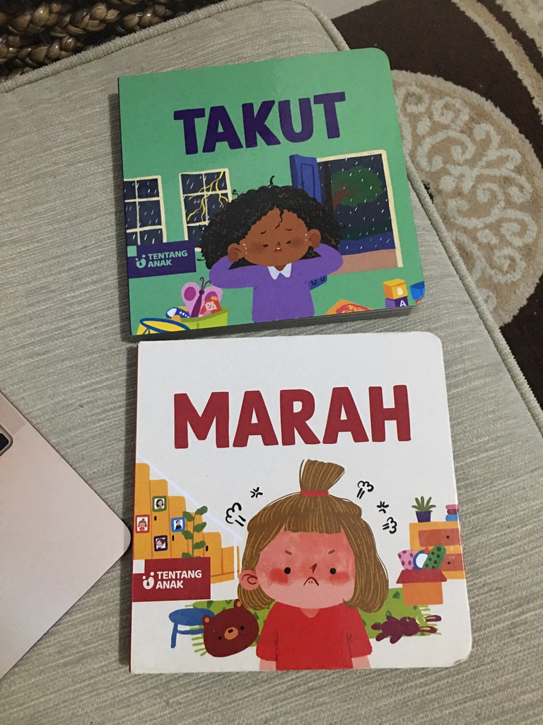 Aku punya adik lulusan psikologi
Saat ia punya anak, salah satu metode parenting yang ia terapkan adalah mengenalkan emosi kepada anaknya seawal mungkin

Salah satunya lewat buku ini...