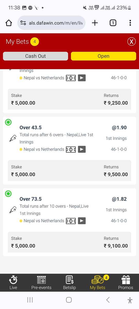 And streak continues for us💥💥💥😎😎😎😎💸💸💸💸💸💸💸 NEPAL BACKED 44 45 47 IN PP JUST 2 LOSSES IN 13 BETS SO FAR. #NEPvNED #CricketTwitter #MSDhoni𓃵 #GamblingX