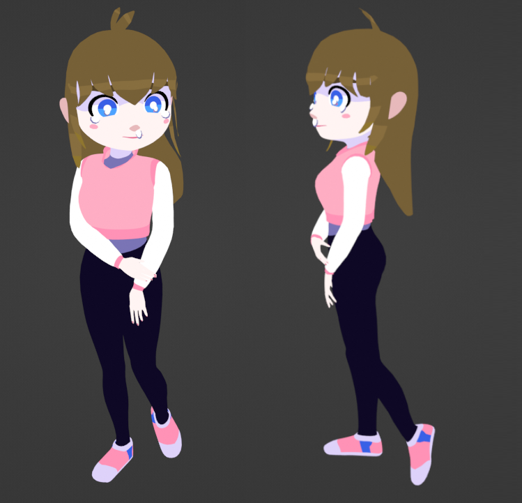 the vtuber model - <a href="/maxismakingstuf/">Max</a> gave me an old model to make edits to, so I didn't have to deal with topology 😆I made a new head but the body is pretty much the same!