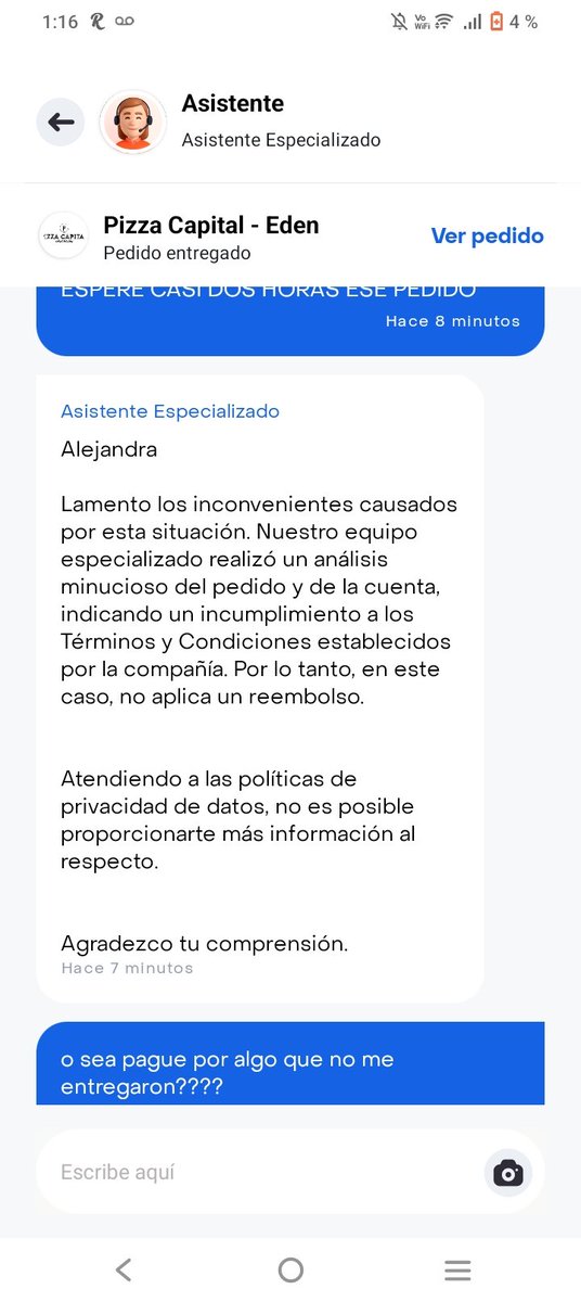 Alejaitsok's tweet photo. Me da por pedir una pizza a las 11 pm de ESTÚPIDA por Rappi, pague por nequi ADELANTADO y nunca me entregaron nada y ahora solo dicen que no me pueden devolver la plata sin explicación alguna?????? @RappiColombia  mk ustedes han cambiado tanto que mierda. https://t.co/JcaTQZyJPJ