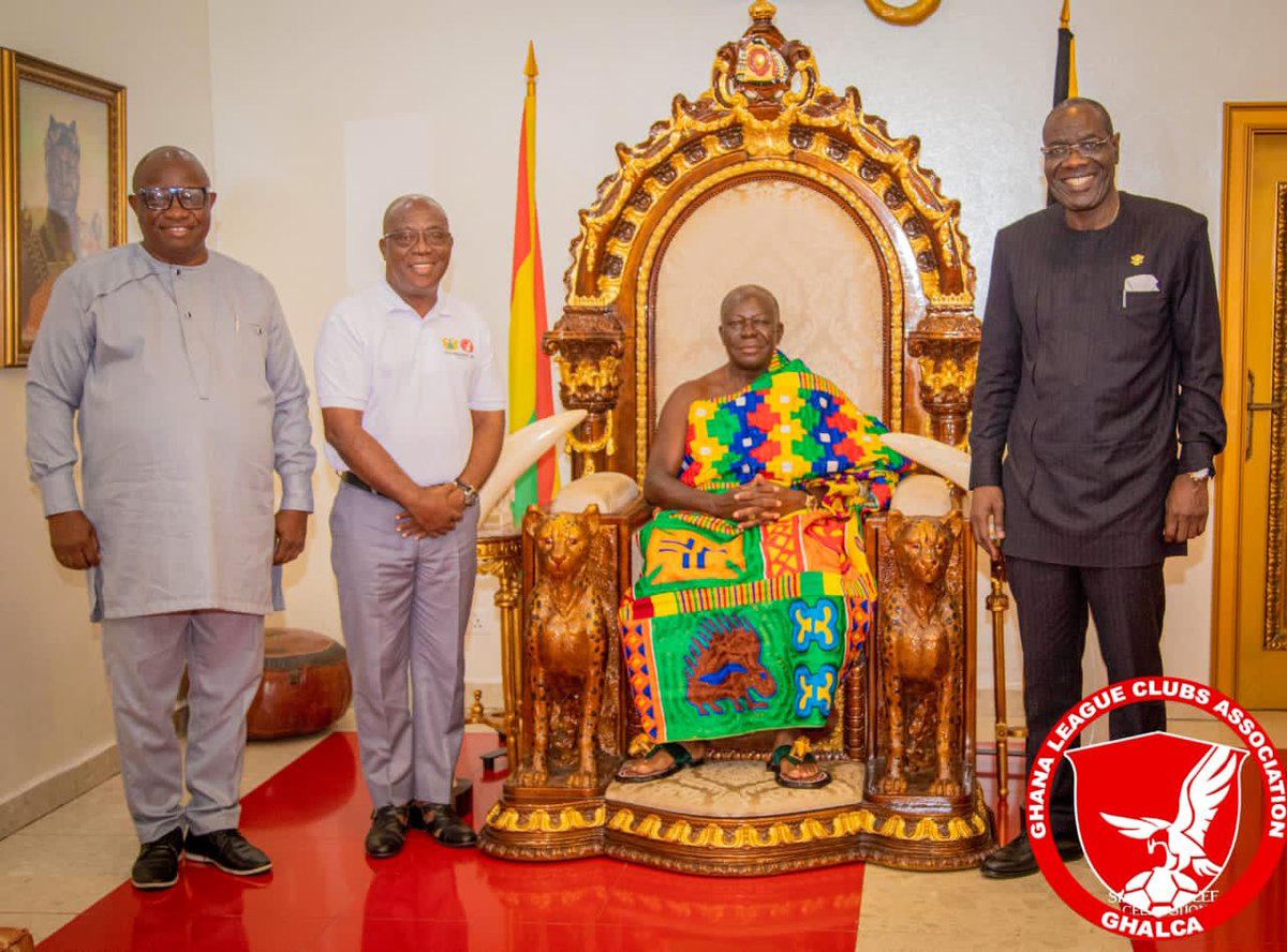 Ghana League Clubs Association (@ghalca_) on Twitter photo 2024 President Cup!
Chairman Kudjoe Fianoo and his vice John Ansah along with Ashanti Regional Minister, Hon. Simon Osei Mensah and Ivorian Ambassador to GhanaH. E. Assielou Felix Tanon visited the Manhyia Palace ahead of <a href="/AsanteKotoko_SC/">Asante Kotoko SC - 2X CAF CL Winners🥇</a> clash against Asec Mimosa 2024 President Cup!
Chairman Kudjoe Fianoo and his vice John Ansah along with Ashanti Regional Minister, Hon. Simon Osei Mensah and Ivorian Ambassador to GhanaH. E. Assielou Felix Tanon visited the Manhyia Palace ahead of <a href="/AsanteKotoko_SC/">Asante Kotoko SC - 2X CAF CL Winners🥇</a> clash against Asec Mimosa