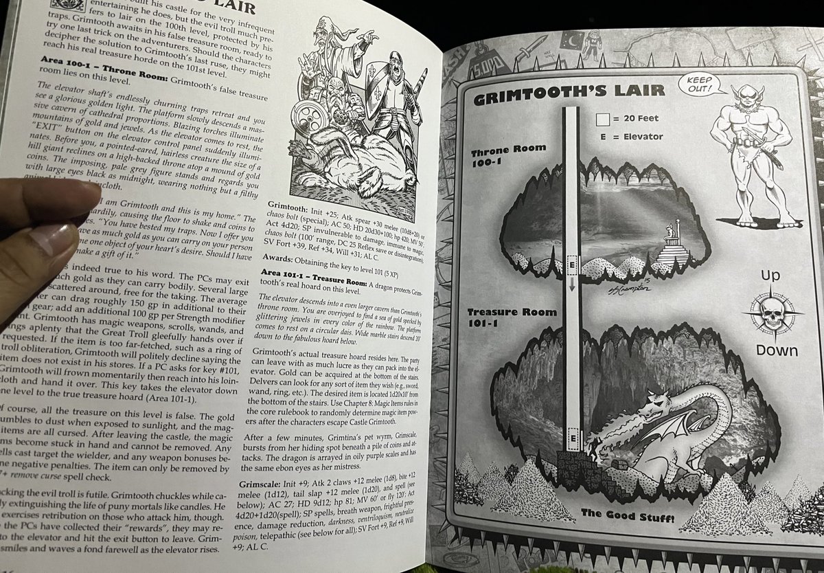 #NightimeReading #ttrpg @GoodmanGames #DCC Crew game prep. Grimtooth’s Museum of Death, is a fun revisit to the buffalogames’ published Grimtooth’s TRAPS books. @TheGameShoppe this Saturday night!!! Use the Demon Creation tables for the 1st time!