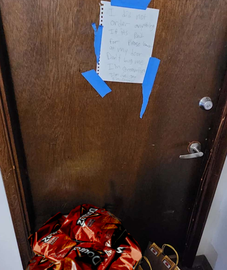 So now the trolls are sending bags of chips to my door thinking they're getting to me by sending bags of Doritos well guess what the raccoons are going to love them because now they're in the trash trolls lose