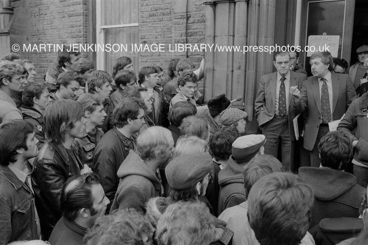 The decision to strike in protest of the closure of Cortonwood is announced at Barnsley NUM office #OnThisDay 1984. Photo credit: @MJImageLibrary