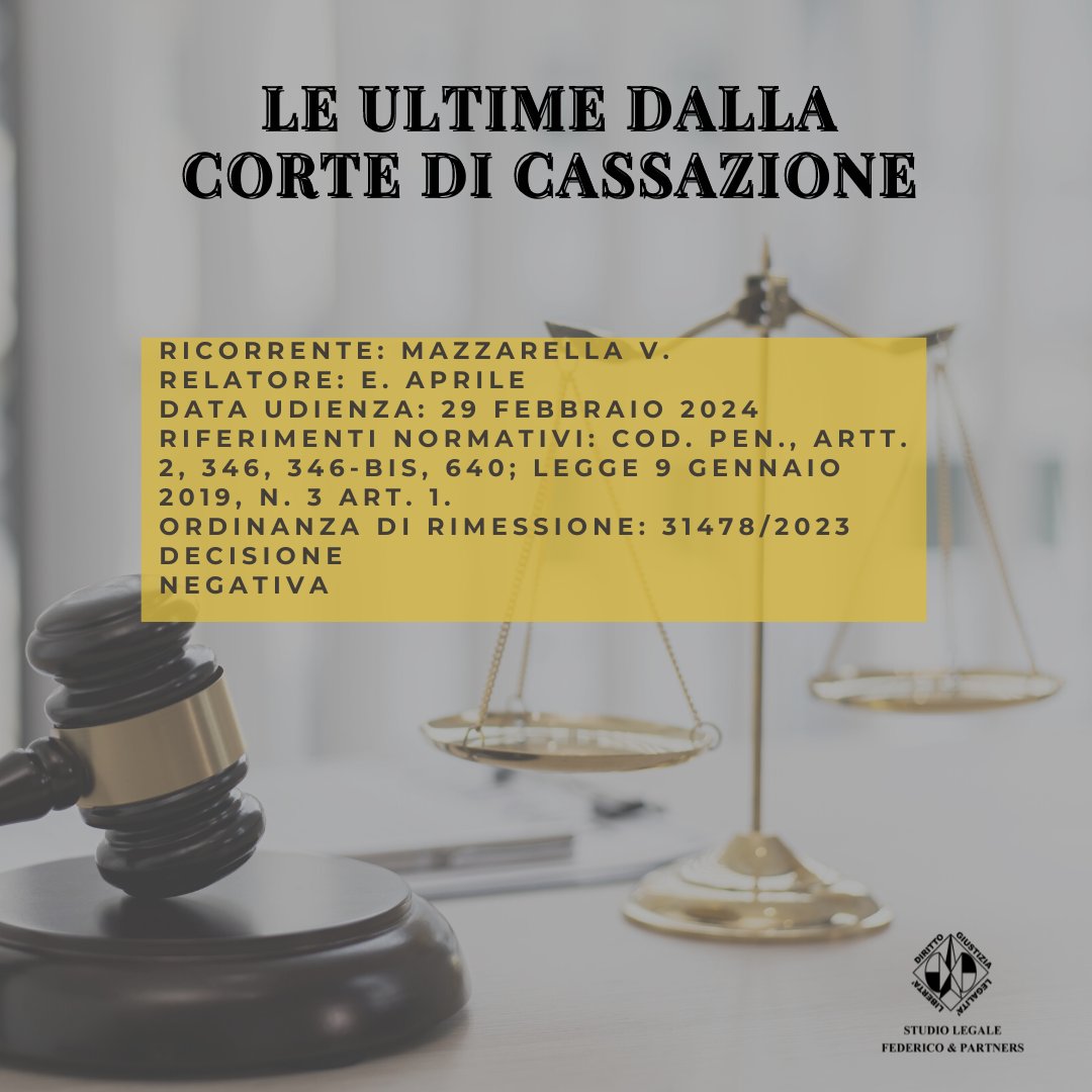 Dettaglio questione penale Decisa n. 19739/2023

cortedicassazione.it/it/qsp_dettagl…

#millantatocredito #sentenza #cortedicassazione #avvocato #diritto #giurisprudenza #lawyer #legge #law #studiolegale #tribunale #dirittopenale #roma #consulenzalegale #avvocatopenalista