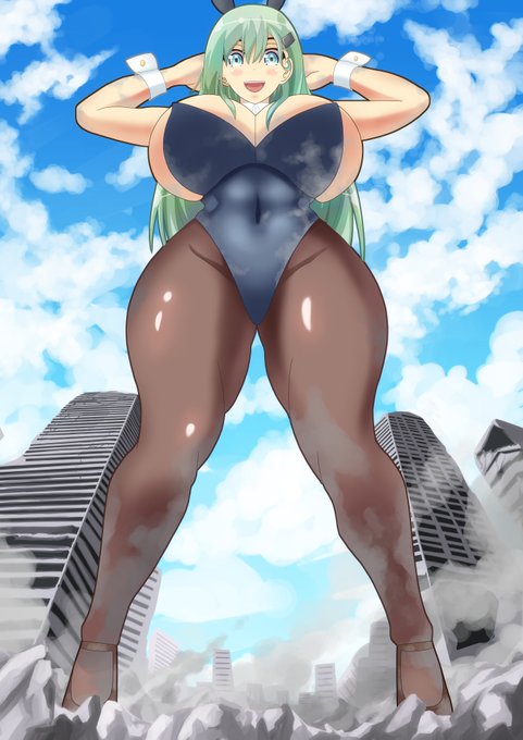 艦これの鈴谷(巨大娘)描いてみました
#巨大娘 #giantess 