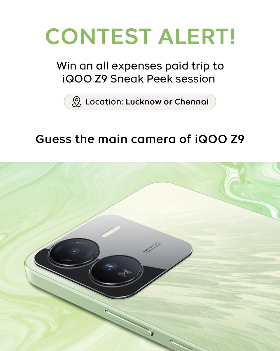 Here's your chance to experience the segment's best even before its official launch. All you need to do is: 1. Guess the main camera of the #FullyLoaded #iQOOZ9 2. Tag 5 friends All the best, #iQOOFam.