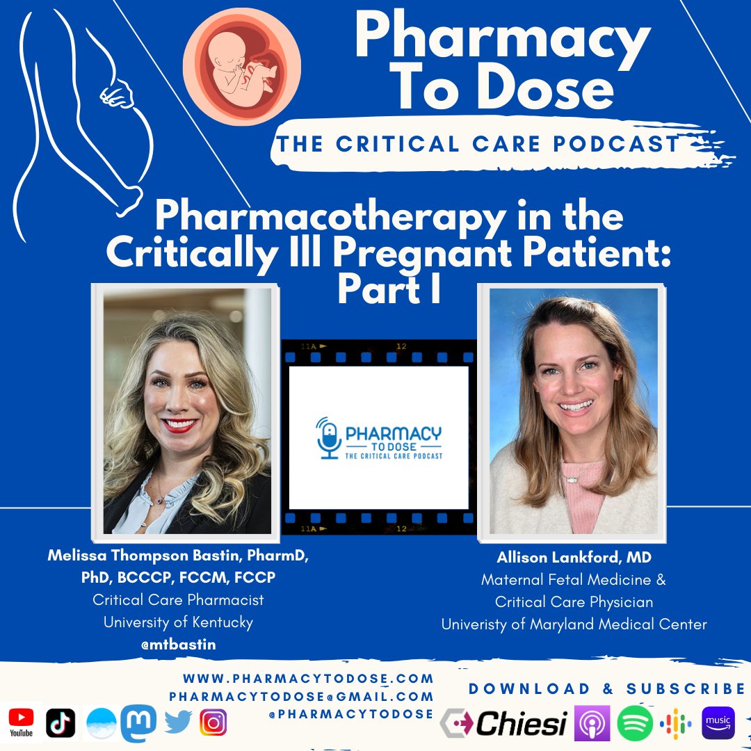 🚨NEW POD ALERT🚨 Pharmocotherapy for the Critically Ill Pregnant Patient: Part I ft. Melissa Thompson Bastin @mtbastin and Allison Lankford Pregnancy + ICU PK/PD changes 📈 Vasoactive agents to avoid 🛑 Same ACLS algorithm? 🥇 Preferred corticosteroid? Can we use at all? 🏆…