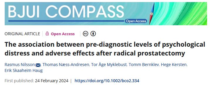 The association between pre-diagnostic levels of psychological distress and adverse effects after radical prostatectomy @HaugSkaaheim et al doi.org/10.1002/bco2.3…