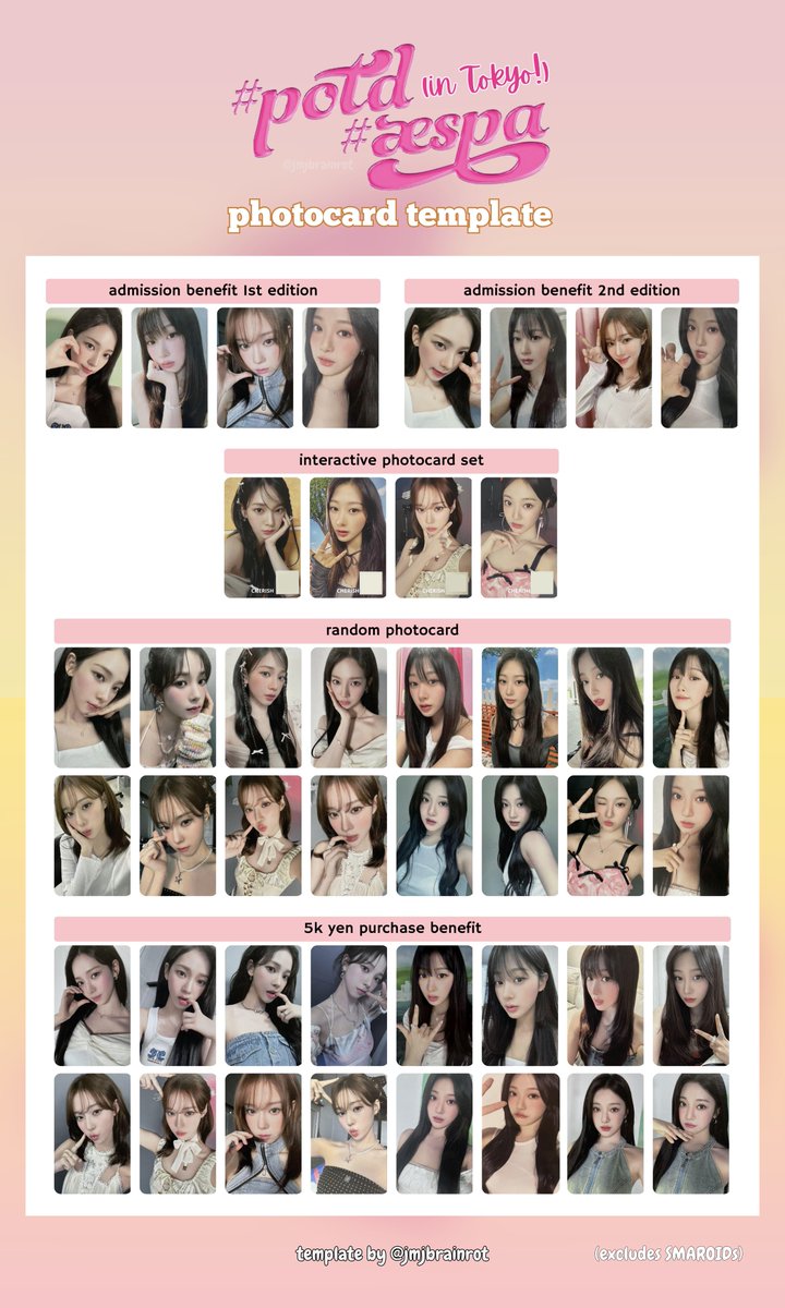 🎀 aespa potd in tokyo ot4 photocard template 🎀 excludes SMAROIDs