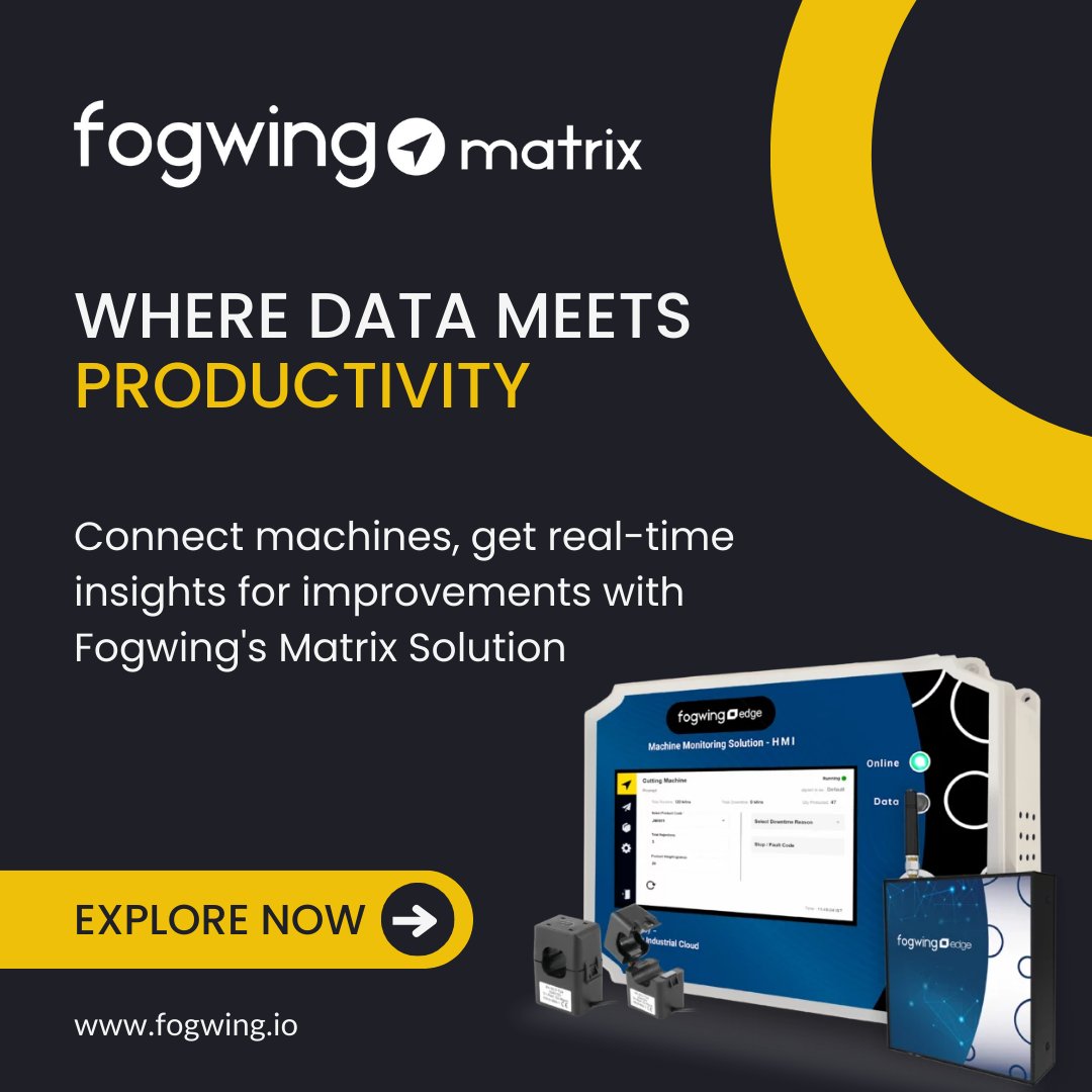 Where data meets productivity: Introducing Fogwing's Matrix Solution. Explore this Product: lnkd.in/gUP-gWDP #Manufacturing #ProductionEfficiency #DataDriven #FogwingMatrix #iot #iiot