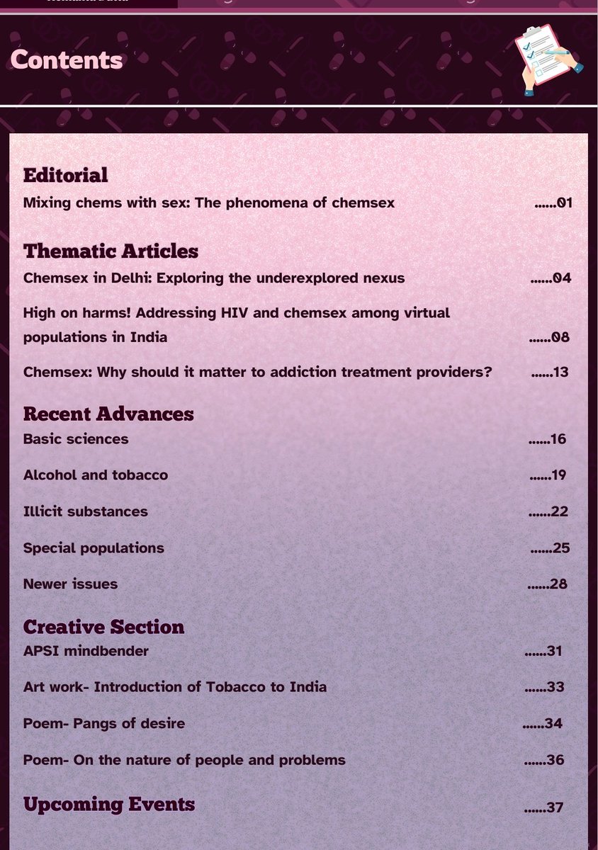 Addiction Psychiatry Society India (@addictionpsyin) on Twitter photo Presenting the next issue of *APSI NewsBuzz*, the newsletter of <a href="/addictionpsyin/">Addiction Psychiatry Society India</a>. This issue is focused on #CHEMSEX.
Thanks our editors <a href="/drrvrao/">Ravindra Rao</a>, <a href="/Dr_Preethy_K/">Preethy Kathiresan</a> & the team.
Download link
addictionpsychiatry.in/wp-content/upl… Presenting the next issue of *APSI NewsBuzz*, the newsletter of <a href="/addictionpsyin/">Addiction Psychiatry Society India</a>. This issue is focused on #CHEMSEX.
Thanks our editors <a href="/drrvrao/">Ravindra Rao</a>, <a href="/Dr_Preethy_K/">Preethy Kathiresan</a> & the team.
Download link
addictionpsychiatry.in/wp-content/upl…
