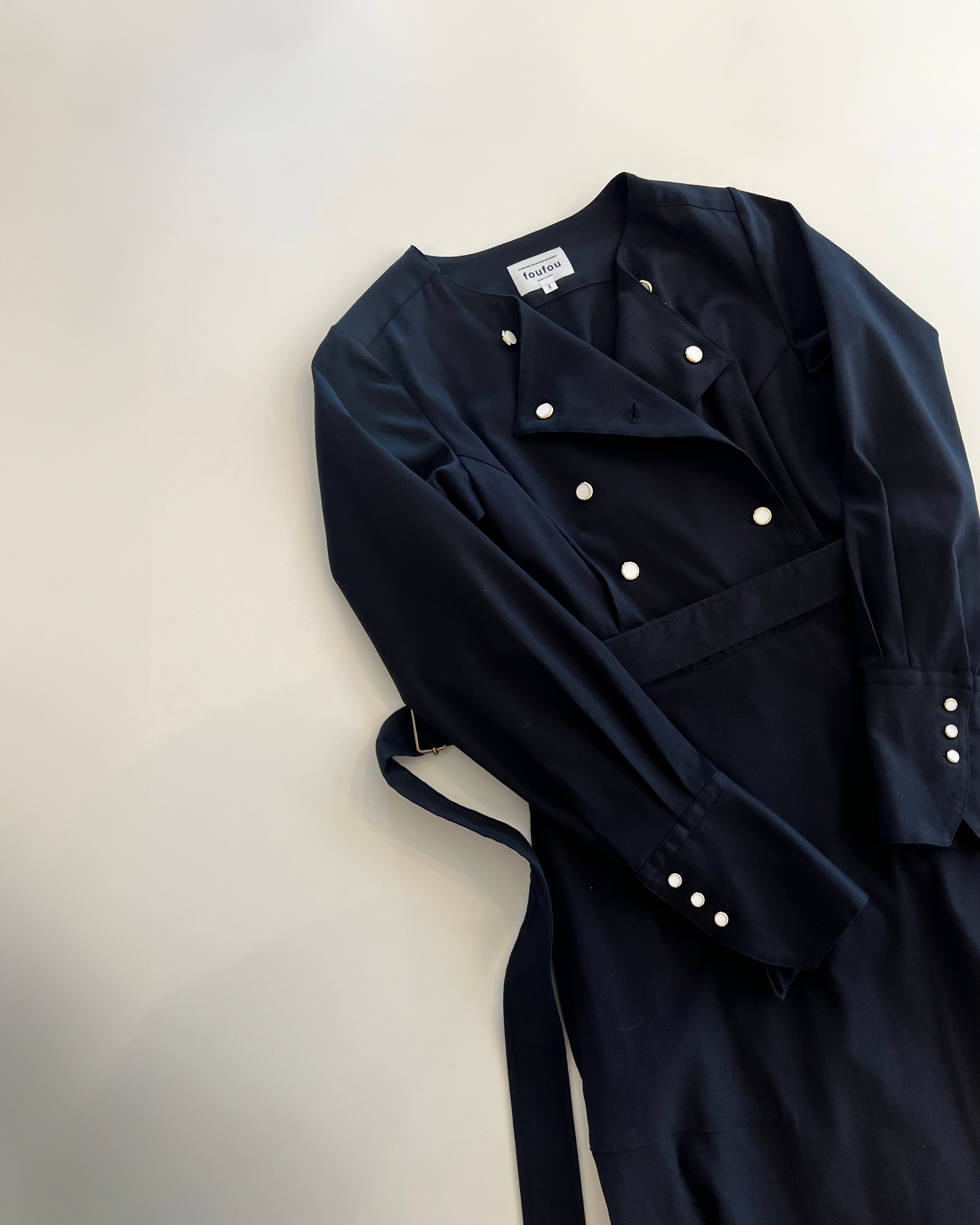 新品】foufou クラシックボタンダブルブレストワンピース