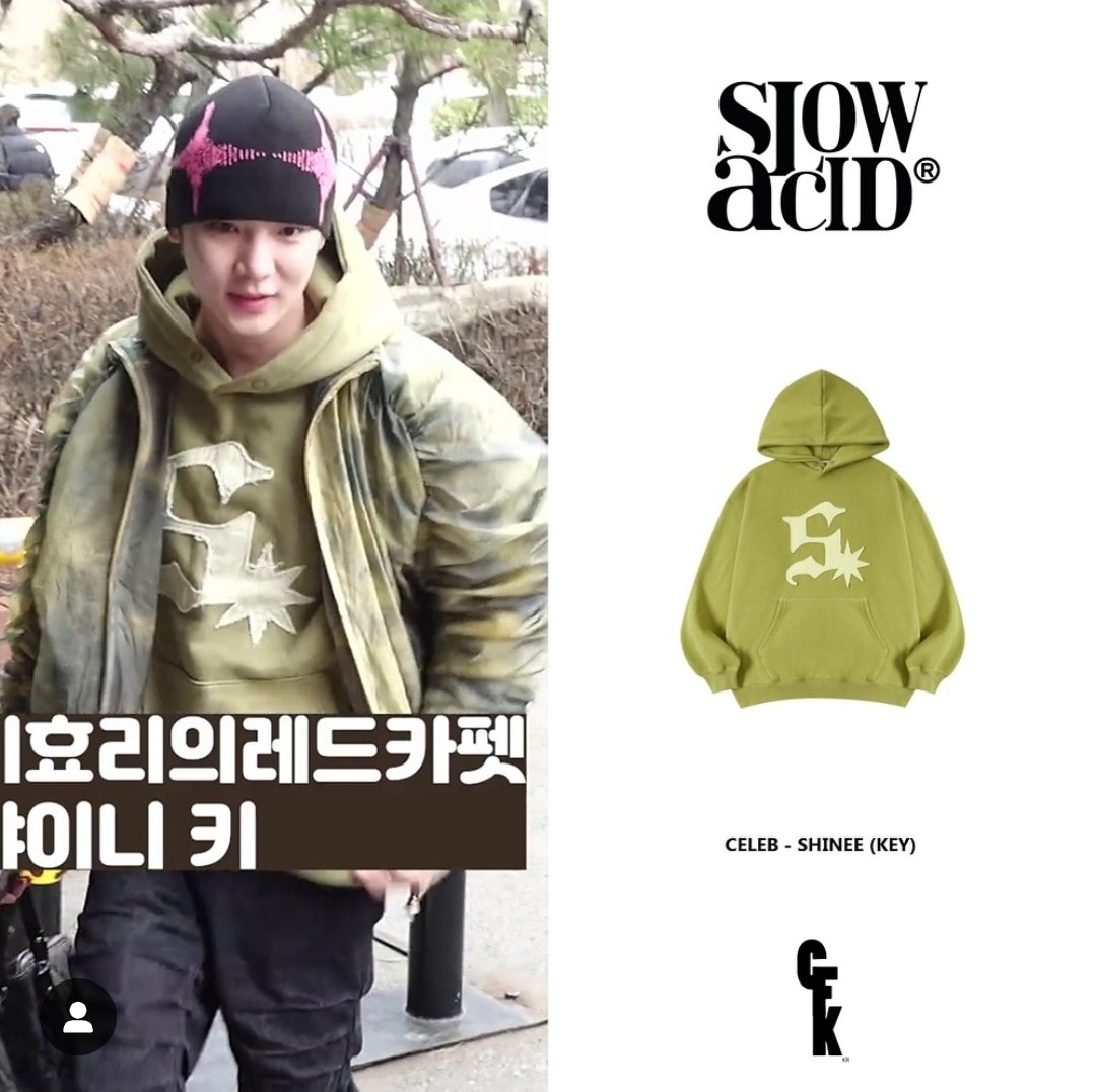 이효리의 레드카펫 출근길 키 김기범
셀럽 : SHINEE (KEY) 
브랜드 : SLOW ACID 슬로우애시드
품명 : PEACHSKIN APPLIQUE LOGO SNAP BUTTON HOODIE [OLIVE]
가격 : 109,000 ₩
-
 #슬로우애시드 #SLOWACID #샤이니 #SHINEE #키 #샤이니키 #김기범 #KEY