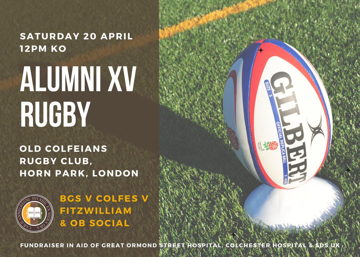 BGS_OBs's tweet photo. Rugby enthusiasts are invited to attend the Alumni XV games and social taking place in London next month. OB Andrew Foster, who is organising the BGS contingent, invites spectators and budding players to get in touch! To register, email Andrew on info@rycroftforever.com https://t.co/aPRivZGWkz