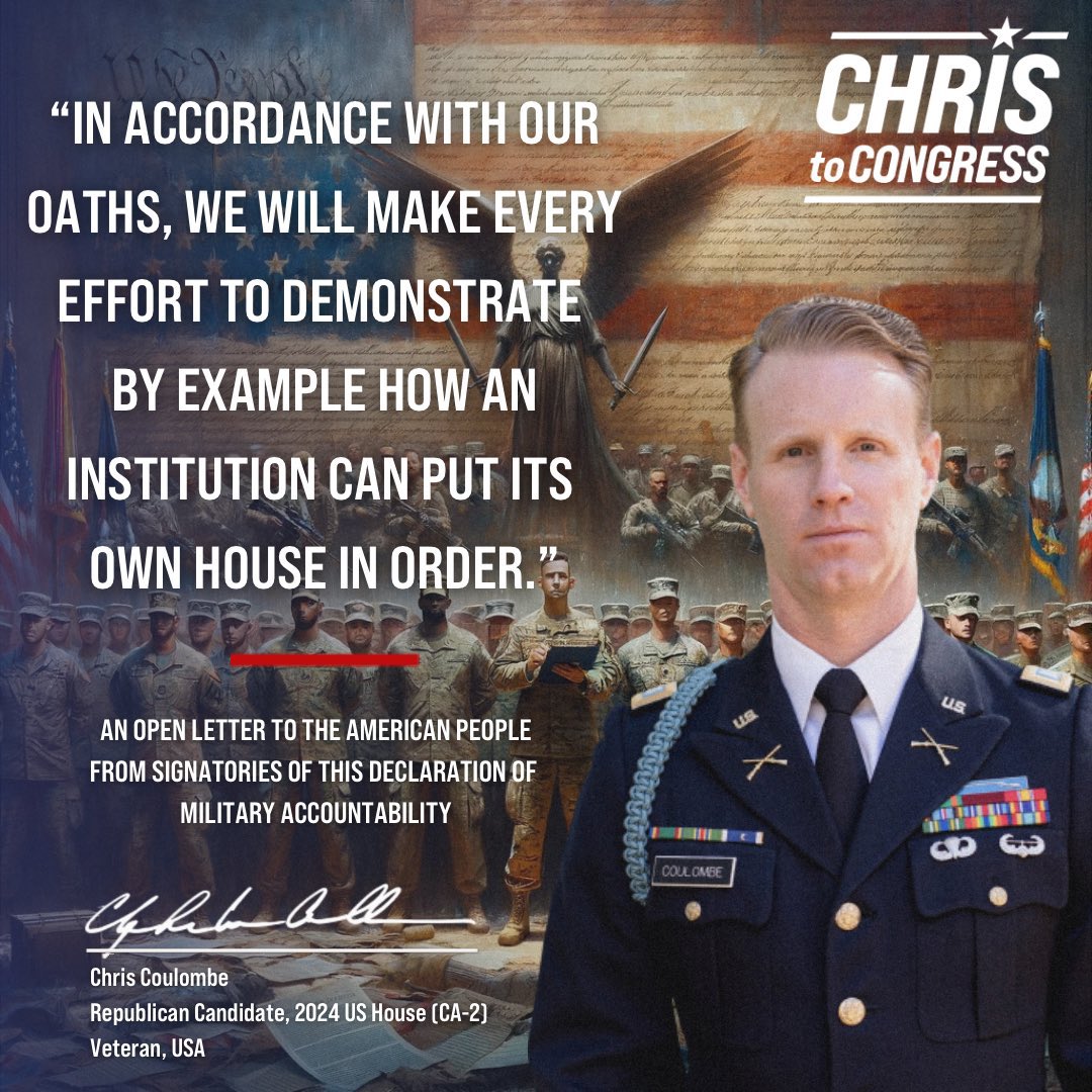 VoteBravely's tweet image. Get out and vote today! 🗳️ 

We’ve got several candidates who signed the Declaration of MilitaryAccountability.com who have their primaries today!

Vote in these people of character and bring #2024Accountability!

@CommanderFurman TX-28
@ChrisToCongress CA-2
@votemjs NC-13