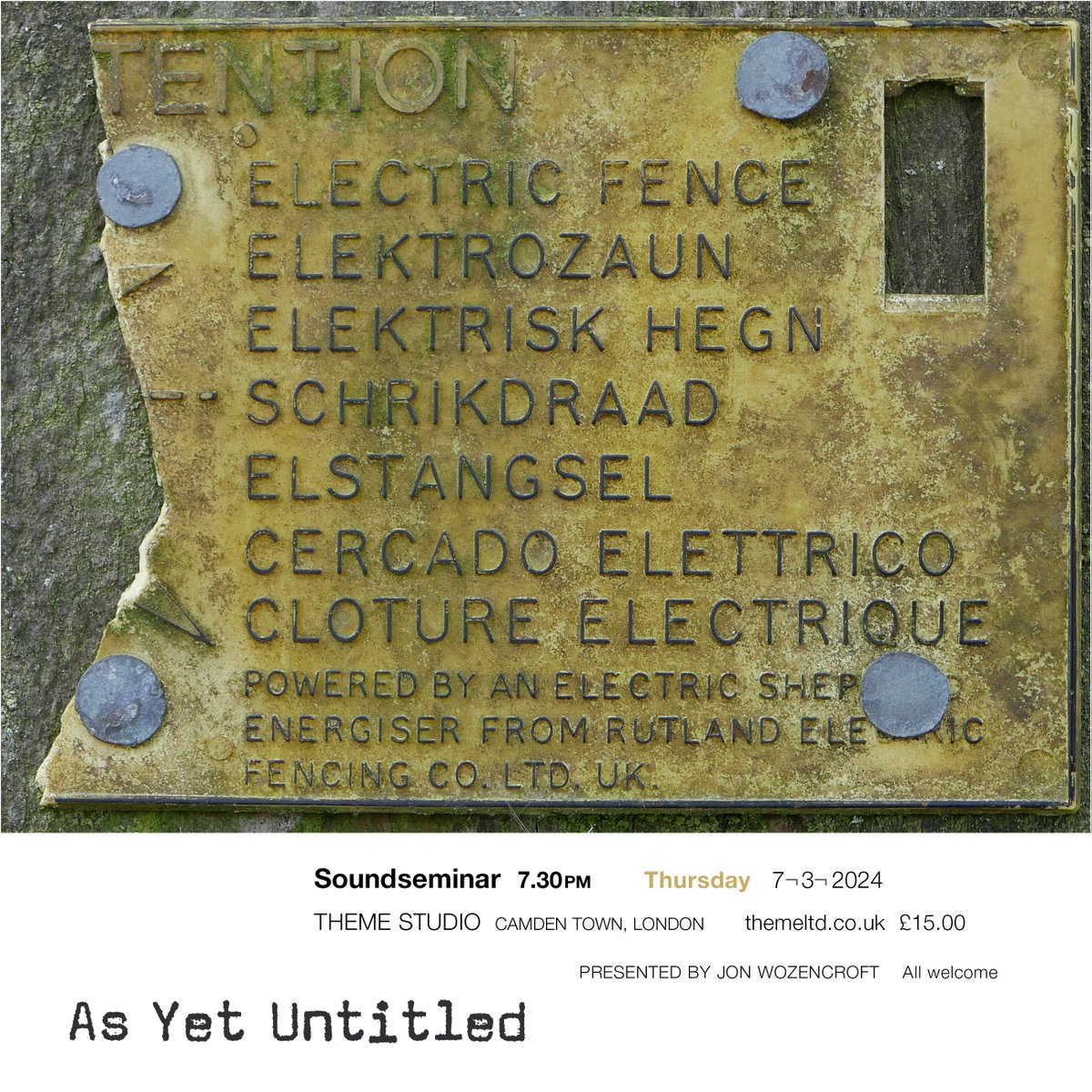 Jon Wozencroft Sound Seminar @ Theme | *** 7th March 2024 — 'As Yet Untitled' Tickets & info: eventbrite.co.uk/e/as-yet-untit… @jonwozencroft #soundseminar @ThemeLimited