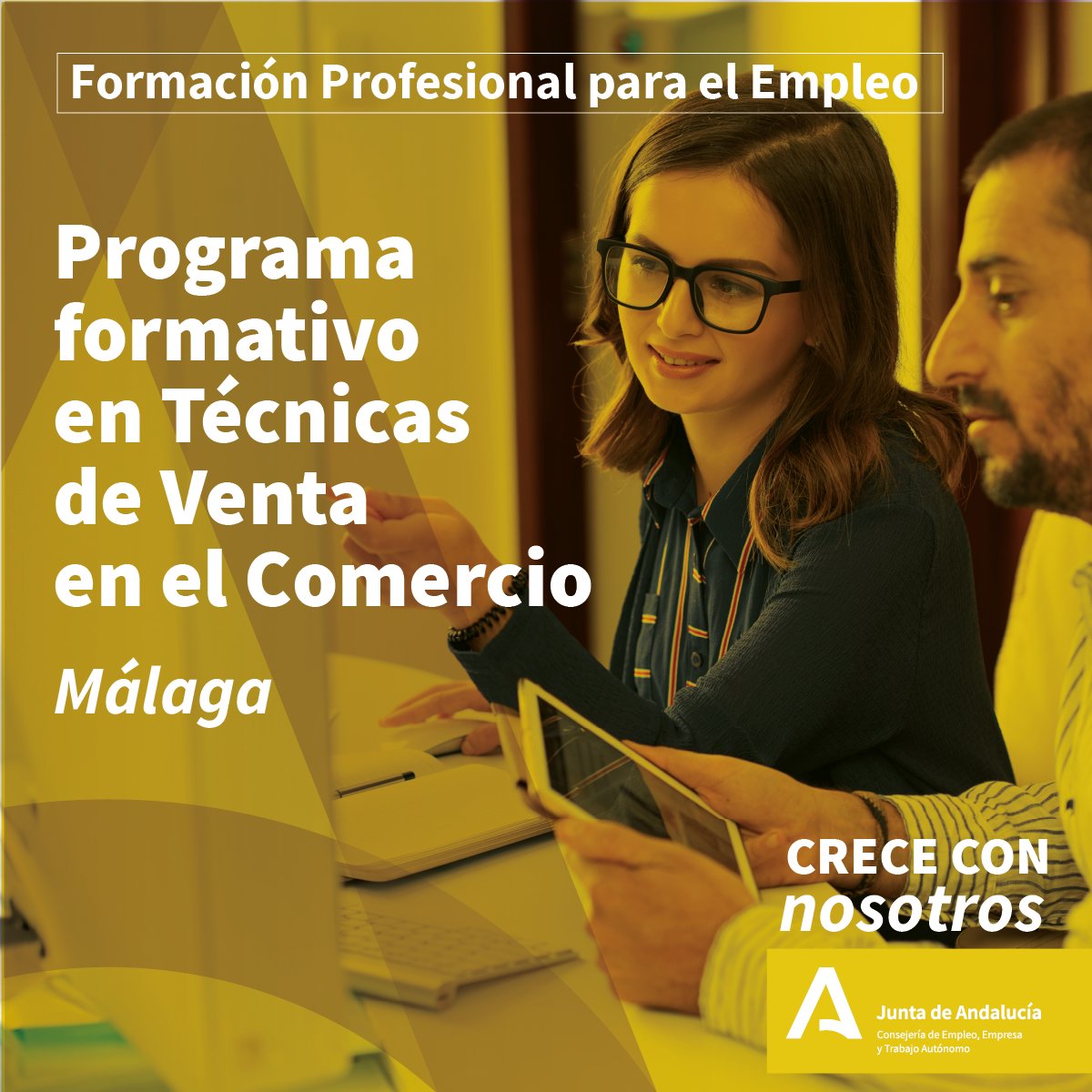 EmpleoJunta's tweet photo. Aprende Técnicas de Venta en el Comercio con este programa formativo en Málaga.

📅 Del 16/05/2024 al 10/06/2024
⏱️ 50 horas
👩🏫 Presencial
👆 Desempleados

Plazo de inscripción: Hasta el 09/04/2024

Inscríbete aquí ➡️ https://t.co/jSjDLQKXlA

#FPEmpleo
#CreceConNosotros https://t.co/lltLya3qGn