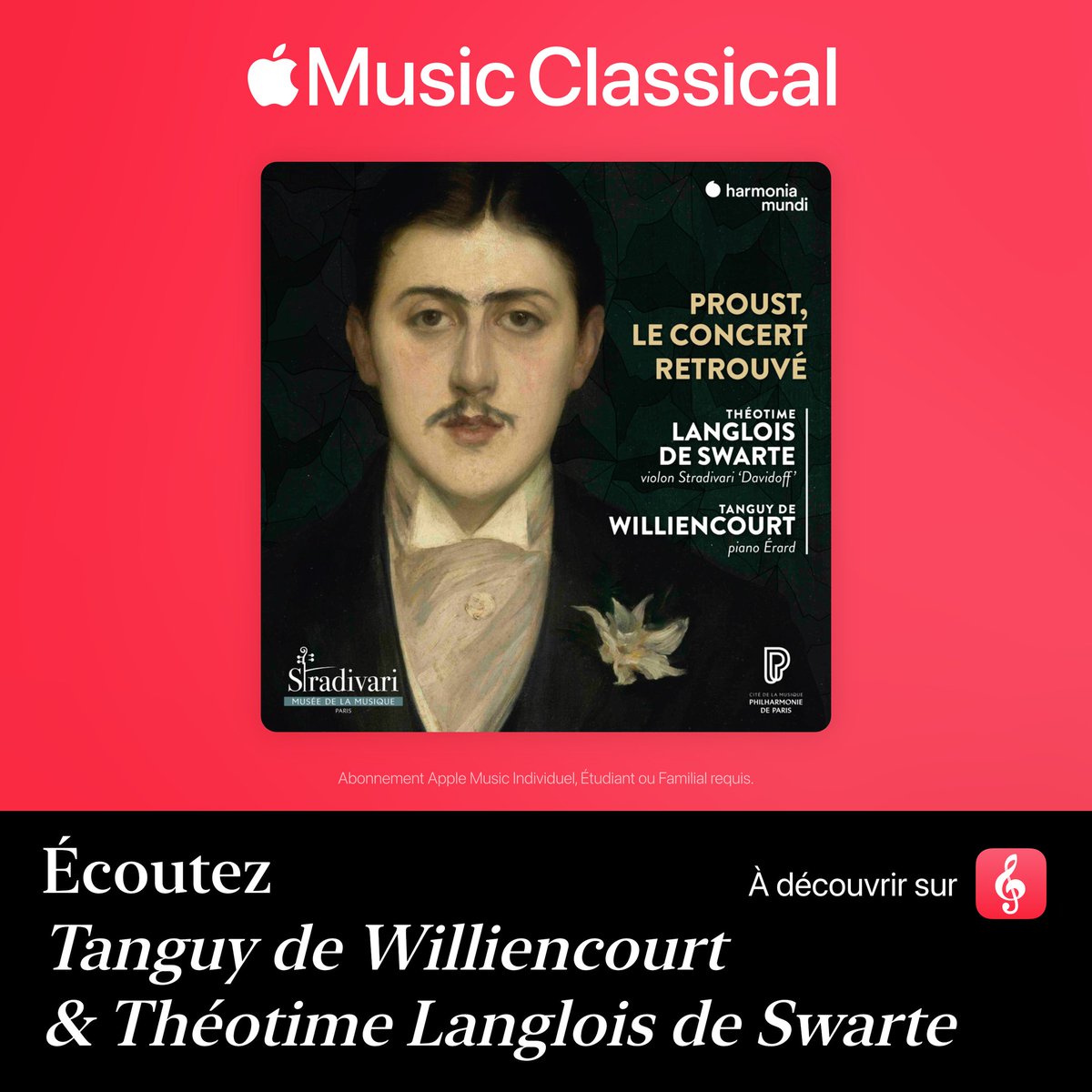 🎧 Une expérience musicale exceptionnelle : Proust, le concert retrouvé par @TWilliencourt 🎹 et @theotimeviolin 🎻 chez @harmoniamundi Maintenant disponible et remasterisé (aussi en Dolby Atmos) sur @AppleClassical #AppleMusicClassical classical.music.apple.com/nl/album/16124…