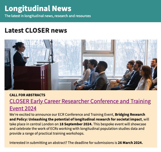 🔔The latest issue of Longitudinal News is out now! Check out the latest #longitudinal news, research & events including: - Call for abstracts for our ECR conference & training event - #StudySpotlight on @BiBresearch - Upcoming Discovery & ELS webinars mailchi.mp/4b3fa90e1fac/l…