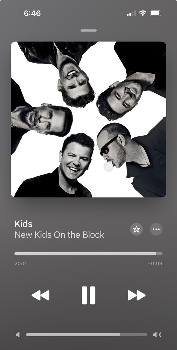 Listening to Kids by <a href="/NKOTB/">New Kids on the Block</a> on repeat this morning as I get ready for work. Such a great song! ❤️I can’t wait for the new album in May. 🎉