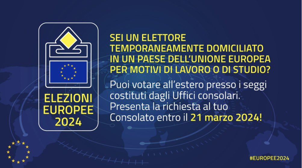 📣🇪🇺🇮🇹 Elezioni europee 2024: per maggiori informazioni e per scaricare il modulo di richiesta consulta il sito del Consolato Generale d’Italia a Parigi: consparigi.esteri.it/it/servizi-con…