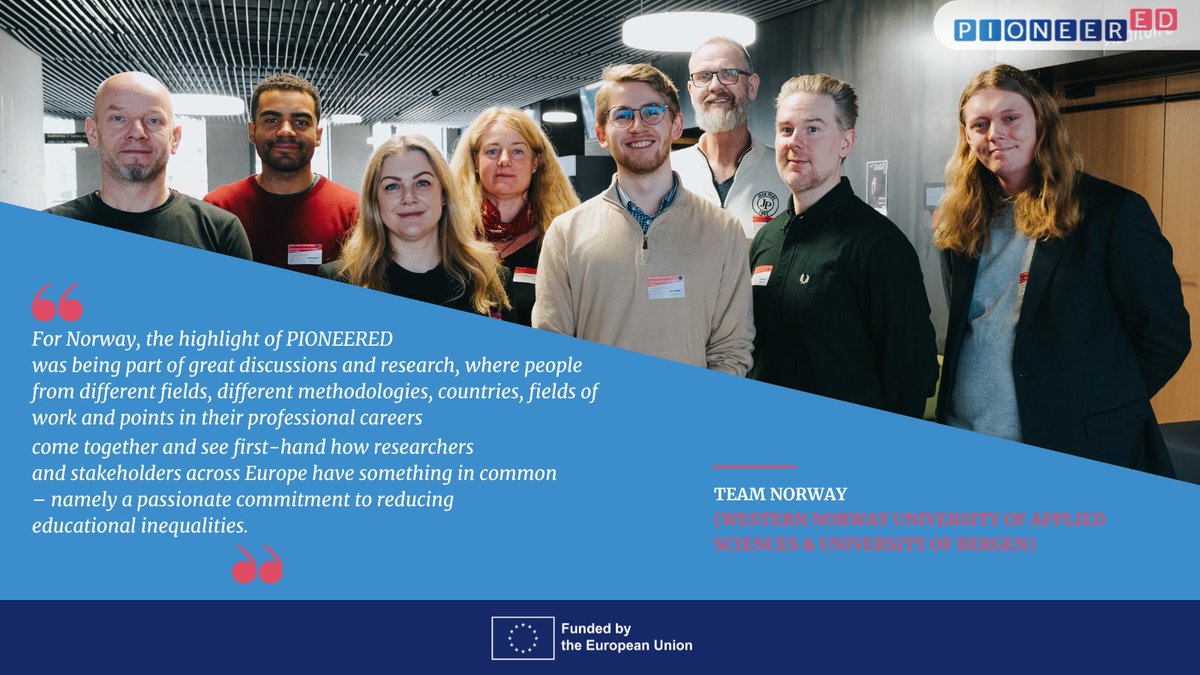 Today, we are shining a light on the #PIONEEREDproject highlights with team Norway 🇳🇴!

Together, we have successfully tackled educational inequalities.

Solving these fundamental #education issues requires #collaboration. 

#EUresearch #EducationForAll