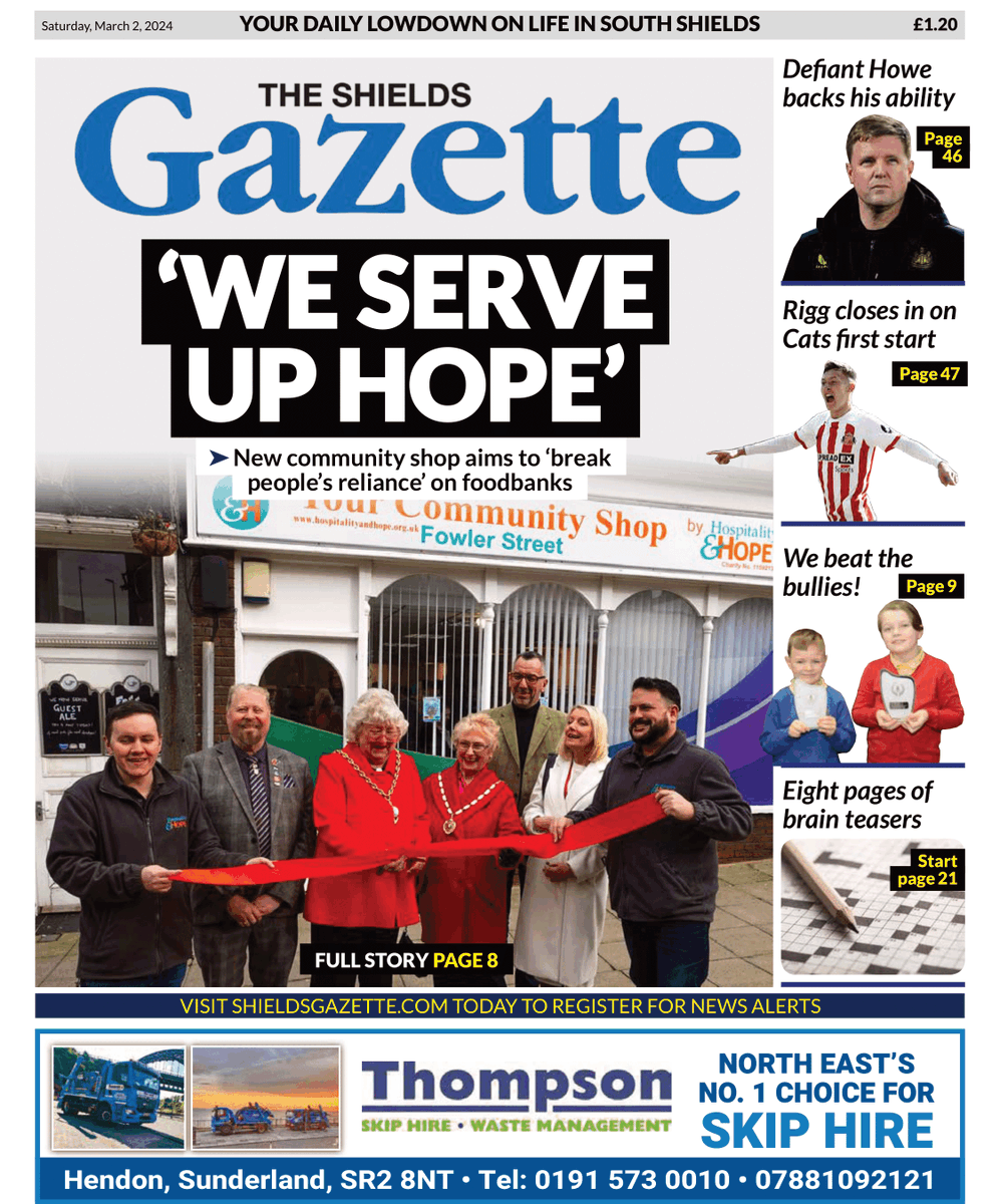 HospitalityHope's tweet photo. 💬 "I read the news today, oh boy."

Thank you to the @shieldsgazette for featuring us on their front page this past weekend - and for their feature in TODAY's issue as well!

#LocalNews #CommunitySupport #StopThePress https://t.co/kMiecDzRTe