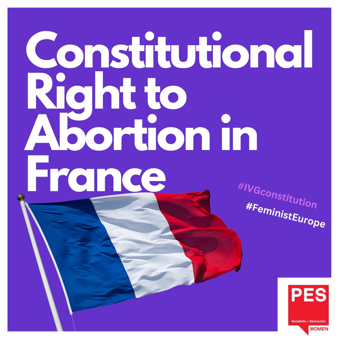 A huge milestone in women’s rights! France is the first 🇪🇺 country to constitutionally enshrine abortion. A leading example on how we can continue to safeguard women’s rights💜 Well done to @partisocialiste for their continued fight for women's rights in 🇫🇷 #IVGconstitution