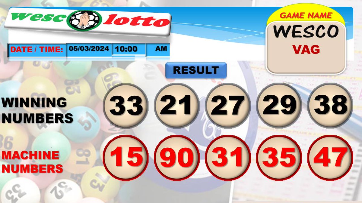Wesco lotto result for yesterday deals