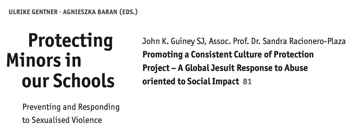 PCCP coordinators contributed to the JECSE-ZIP book 'Protecting Minors in our Schools.Preventing and Responding to Sexualised Violence”jesuits.eu/news/2657-prot… with the chapter 'PCCP:A Global Jesuit Response to Abuse oriented to Social Impact' Read it here👉educatemagis.org/wp-content/upl…