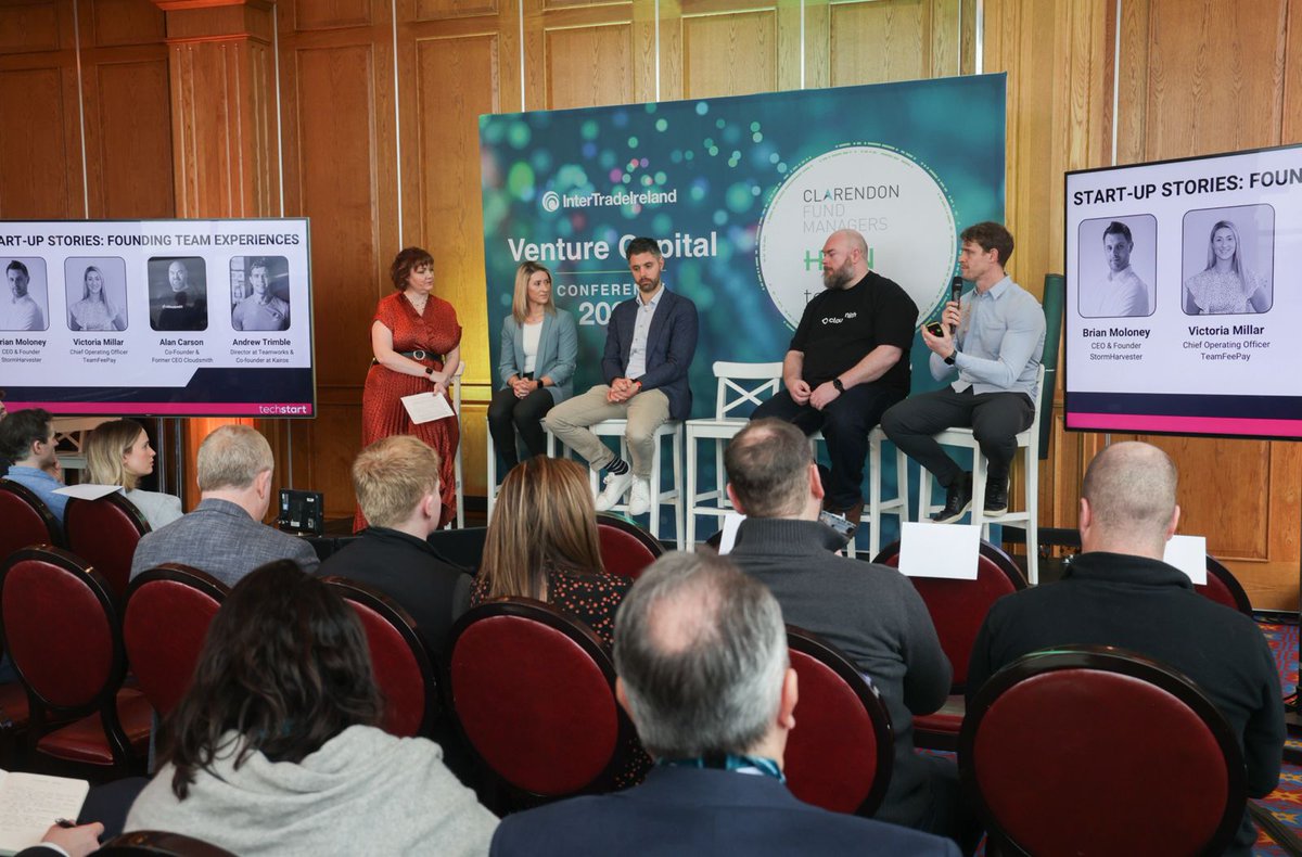 LIVE: An interactive discussion in our #VCC24 showcase stage on founding team experiences shared by start-ups StormHarvester, TeamFeePay, Cloudsmith and Kairos.