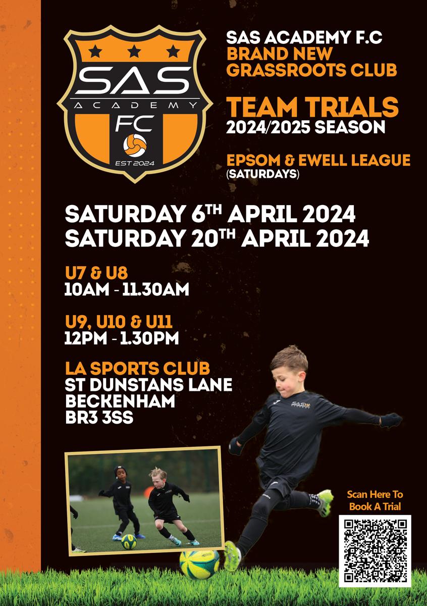 Trial dates announced for next season. ⚽️ Register now! 📲 #grassrootsfootball #southlondon