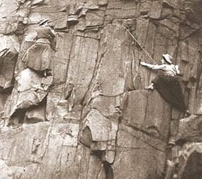 Rock climbers Lucy Smith and Pauline Rankin of the Ladies’ Scottish Climbing Club, 1908, Salisbury Crags, Scotland #WomensArt #WomensHistoryMonth