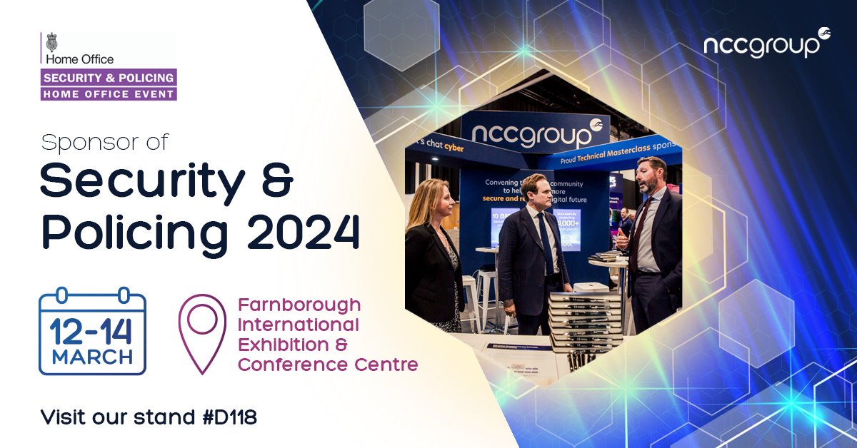 Are you attending the @ukhomeoffice's Security & Policing conference next week? We're returning to the event as sponsors in 2024 [Stand D118]. Register in advance to receive a free, on-site UK Emergency Services #Cyber Threat Intelligence briefing: bit.ly/ncc-security-a…